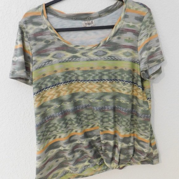 One World Womens Top M Multicolor Short Sleeve Gathered Bottom - Picture 1 of 6